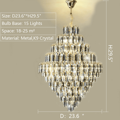 Extra Large Foyer Decorative Crystal Lighting Fixture Living Room Crystal Chandelier For Entryway Staircase-Nobipets