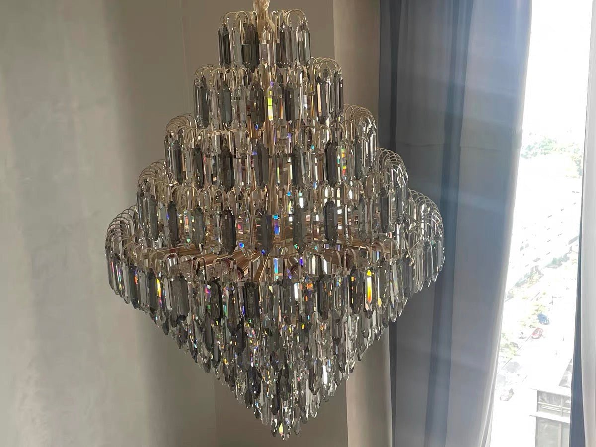 Extra Large Foyer Decorative Crystal Lighting Fixture Living Room Crystal Chandelier For Entryway Staircase-Nobipets