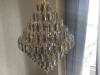 Extra Large Foyer Decorative Crystal Lighting Fixture Living Room Crystal Chandelier For Entryway Staircase-Nobipets