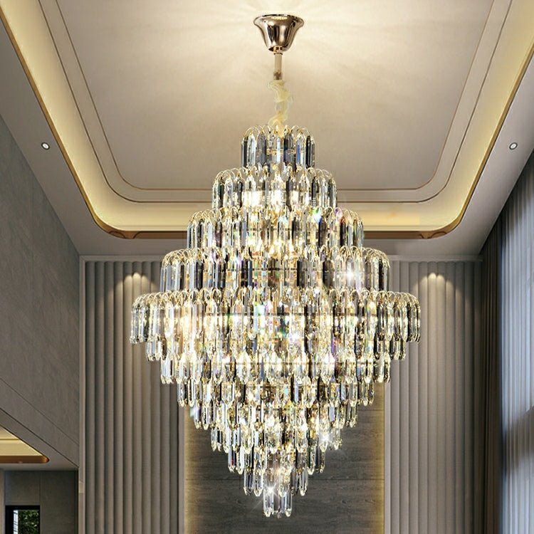 Extra Large Foyer Decorative Crystal Lighting Fixture Living Room Crystal Chandelier For Entryway Staircase-Nobipets