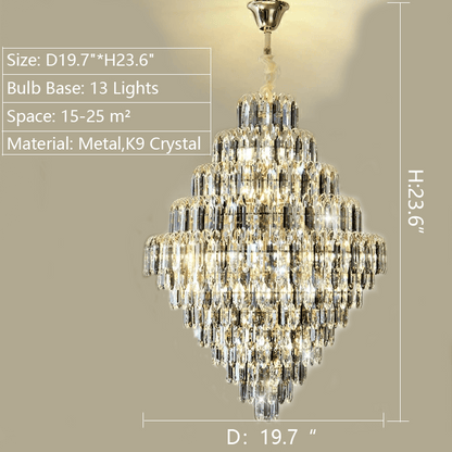 Extra Large Foyer Decorative Crystal Lighting Fixture Living Room Crystal Chandelier For Entryway Staircase-Nobipets