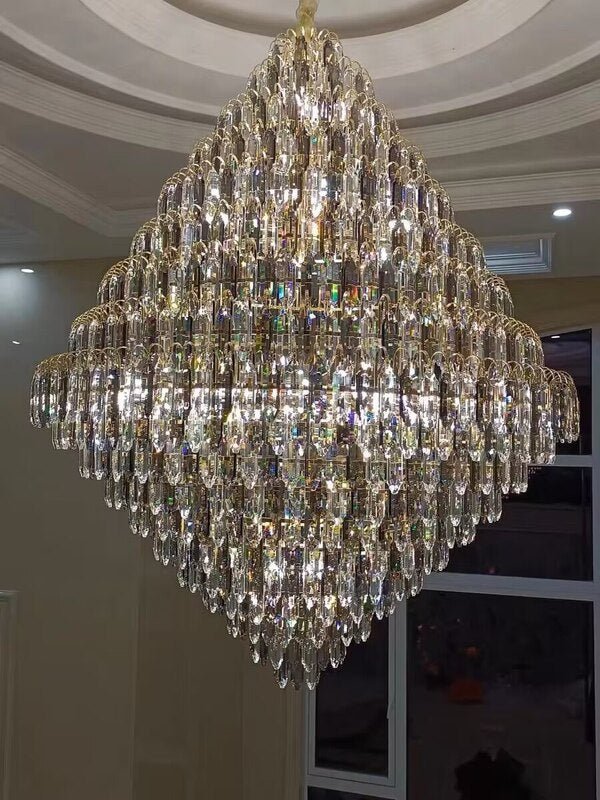 Extra Large Foyer Decorative Crystal Lighting Fixture Living Room Crystal Chandelier For Entryway Staircase-Nobipets