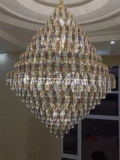 Extra Large Foyer Decorative Crystal Lighting Fixture Living Room Crystal Chandelier For Entryway Staircase-Nobipets