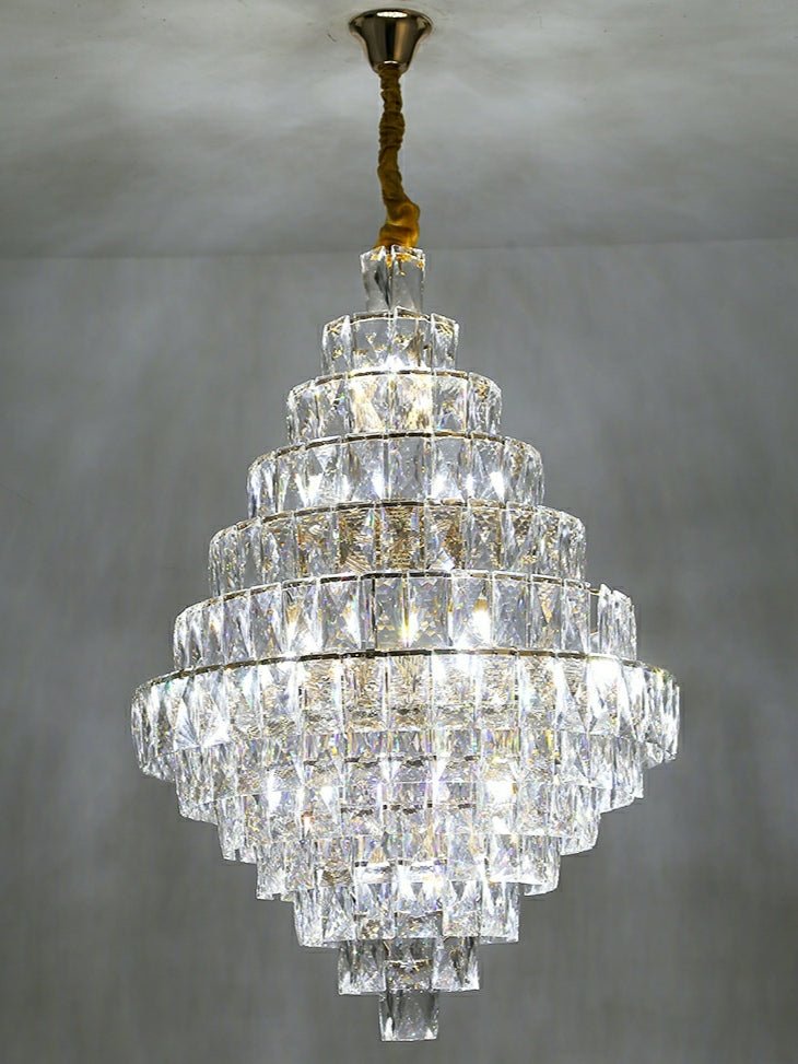 Extra Large Foyer Pure Crystal Ceiling Light Fixture Living Room Entrance Staircase Chandelier-Nobipets