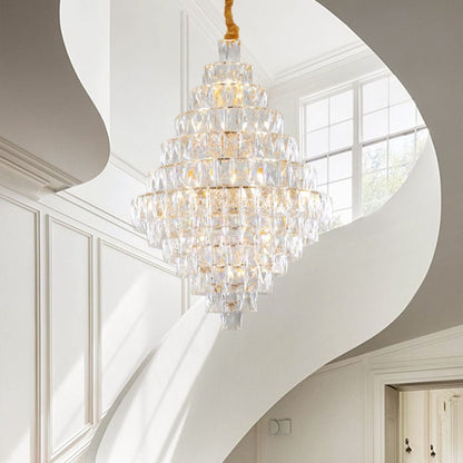 Extra Large Foyer Pure Crystal Ceiling Light Fixture Living Room Entrance Staircase Chandelier-Nobipets