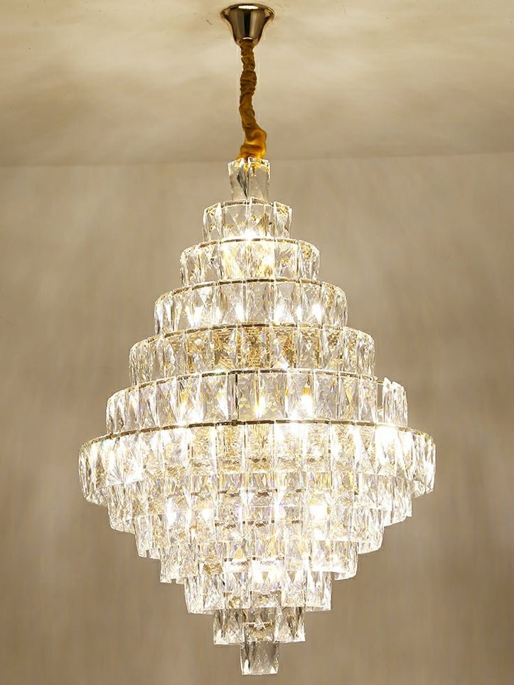 Extra Large Foyer Pure Crystal Ceiling Light Fixture Living Room Entrance Staircase Chandelier-Nobipets