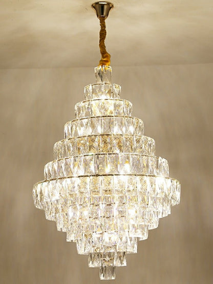 Extra Large Foyer Pure Crystal Ceiling Light Fixture Living Room Entrance Staircase Chandelier-Nobipets