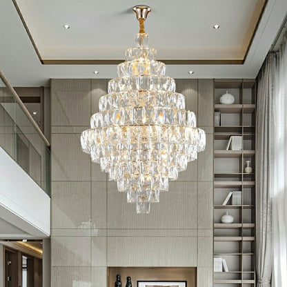 Extra Large Foyer Pure Crystal Ceiling Light Fixture Living Room Entrance Staircase Chandelier-Nobipets