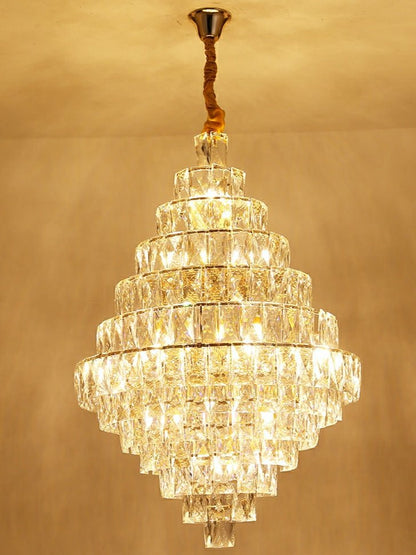 Extra Large Foyer Pure Crystal Ceiling Light Fixture Living Room Entrance Staircase Chandelier-Nobipets