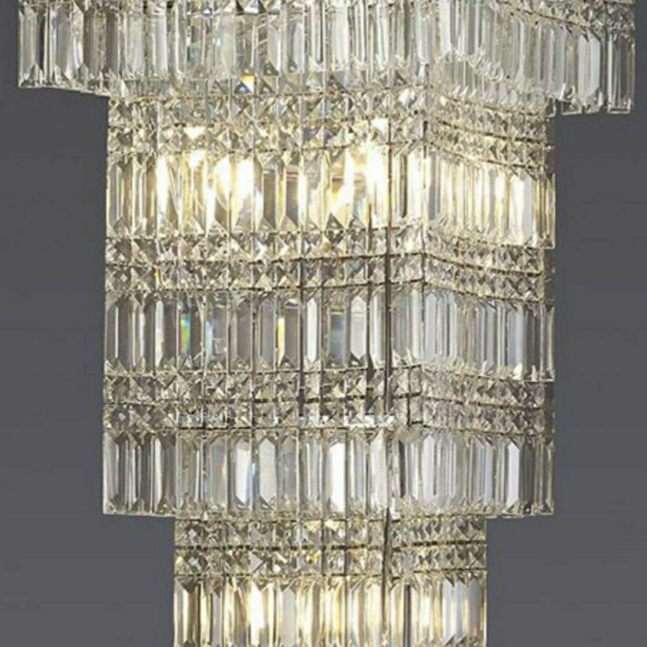 Extra Large Foyer Vertical Layers K9 Crystal Chandelier Chrome Ceiling Lighting Fixture For Staircase Entryway Decor-Nobipets