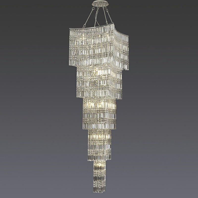 Extra Large Foyer Vertical Layers K9 Crystal Chandelier Chrome Ceiling Lighting Fixture For Staircase Entryway Decor-Nobipets