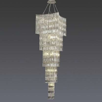 Extra Large Foyer Vertical Layers K9 Crystal Chandelier Chrome Ceiling Lighting Fixture For Staircase Entryway Decor-Nobipets