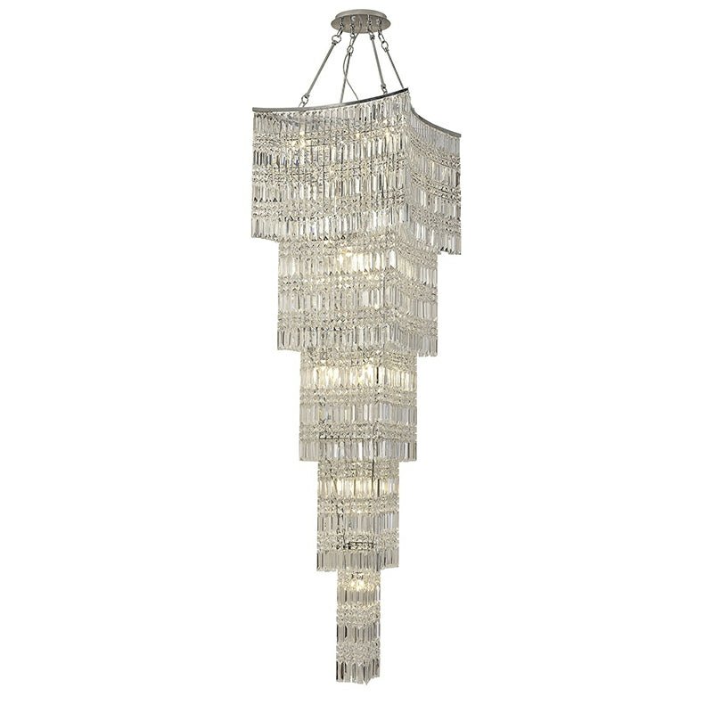 Extra Large Foyer Vertical Layers K9 Crystal Chandelier Chrome Ceiling Lighting Fixture For Staircase Entryway Decor-Nobipets