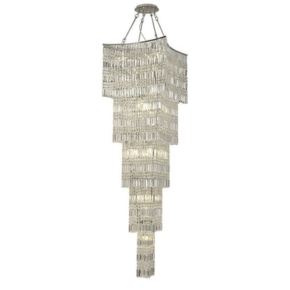 Extra Large Foyer Vertical Layers K9 Crystal Chandelier Chrome Ceiling Lighting Fixture For Staircase Entryway Decor-Nobipets