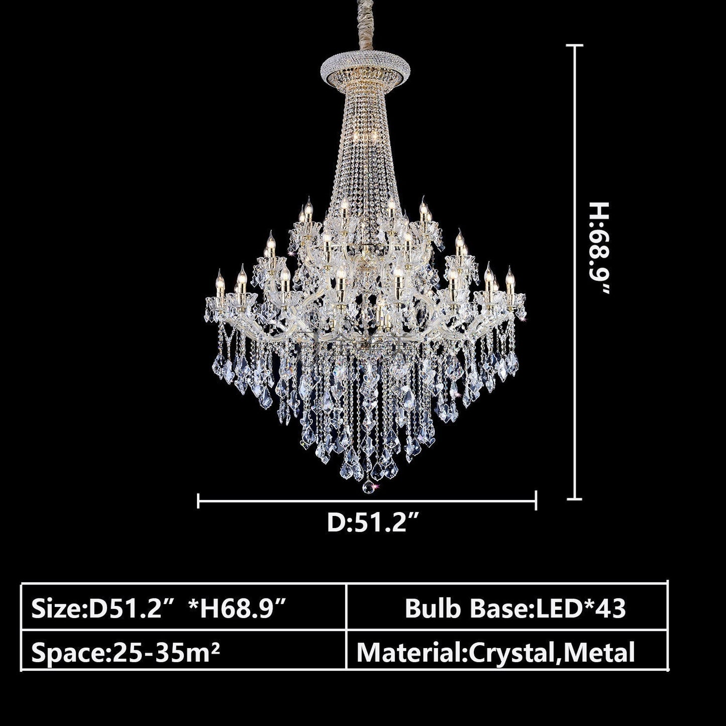 Extra Large French Candle Crystal Chandelier Ceiling Art Branch Foyer/Staircase Light Fixture-Nobipets