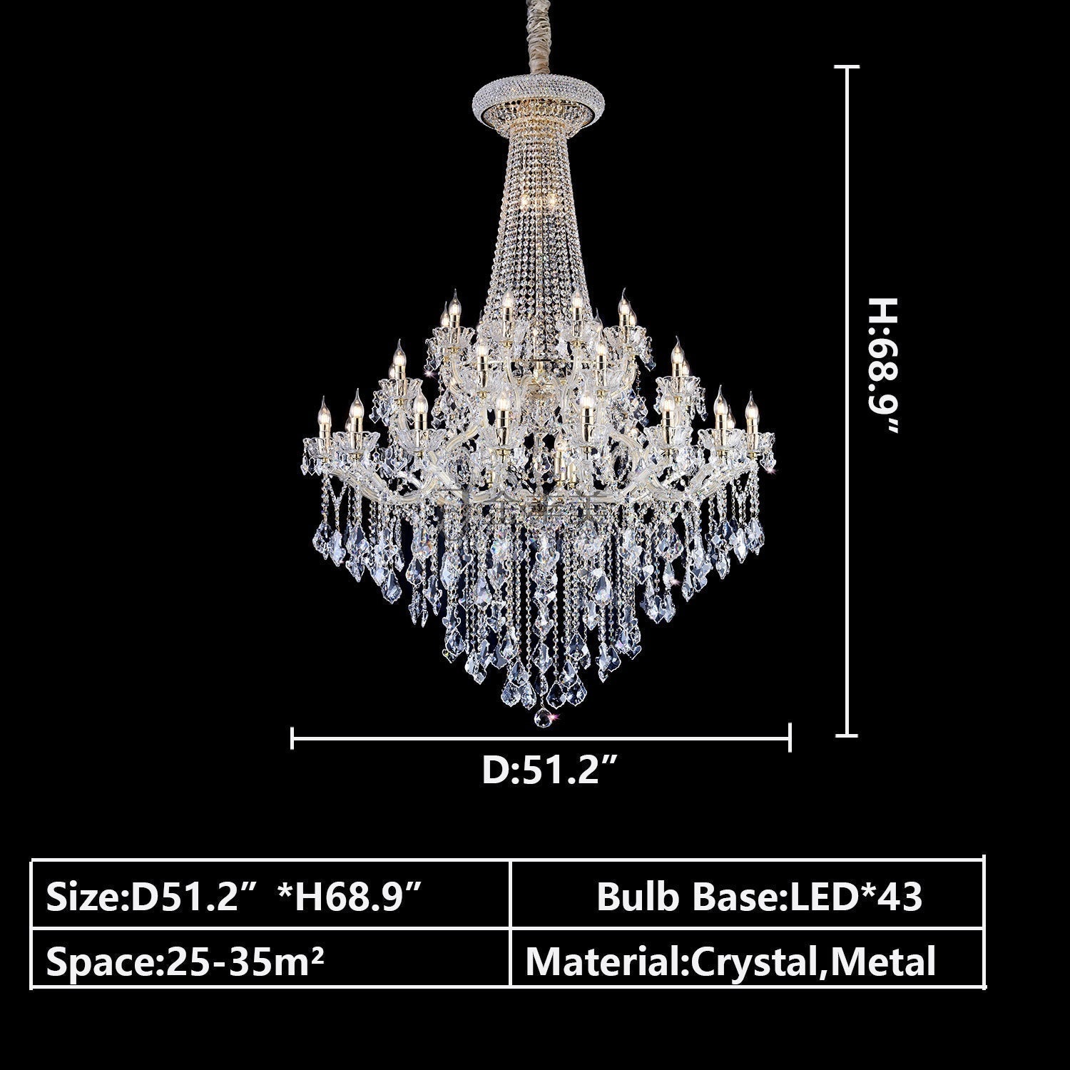 Extra Large French Candle Crystal Chandelier Ceiling Art Branch Foyer/Staircase Light Fixture-Nobipets