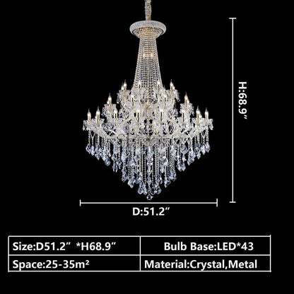 Extra Large French Candle Crystal Chandelier Ceiling Art Branch Foyer/Staircase Light Fixture-Nobipets