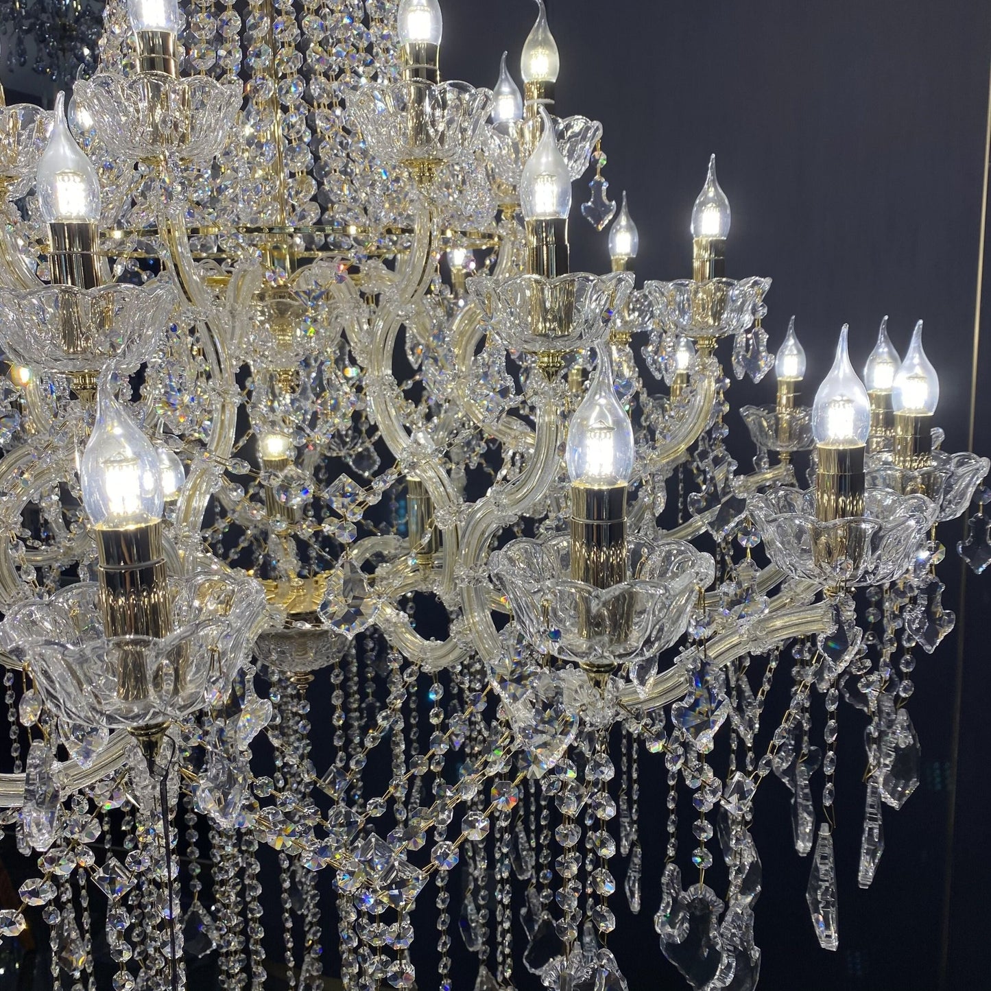 Extra Large French Candle Crystal Chandelier Ceiling Art Branch Foyer/Staircase Light Fixture-Nobipets