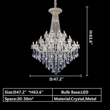 Extra Large French Candle Crystal Chandelier Ceiling Art Branch Foyer/Staircase Light Fixture-Nobipets