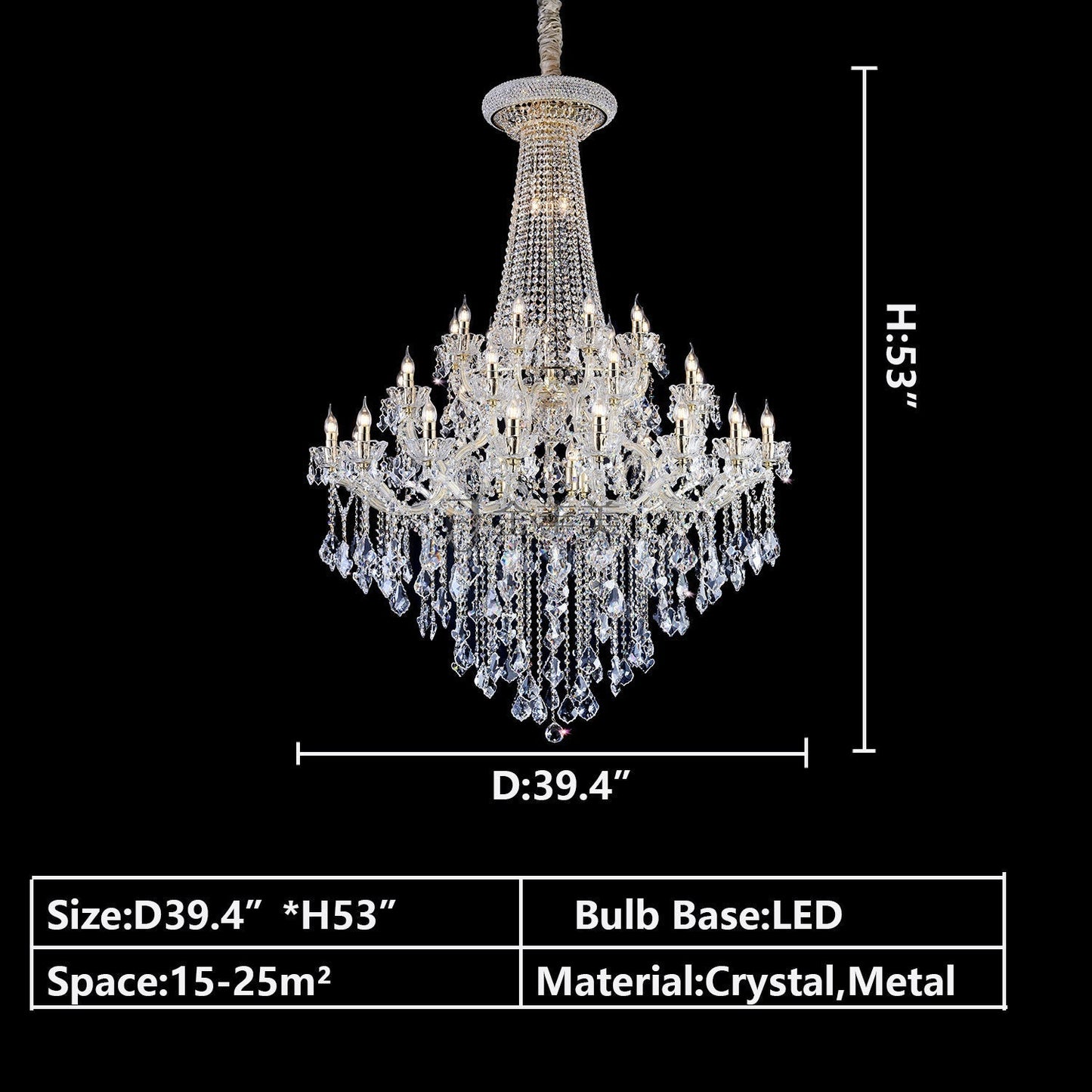 Extra Large French Candle Crystal Chandelier Ceiling Art Branch Foyer/Staircase Light Fixture-Nobipets