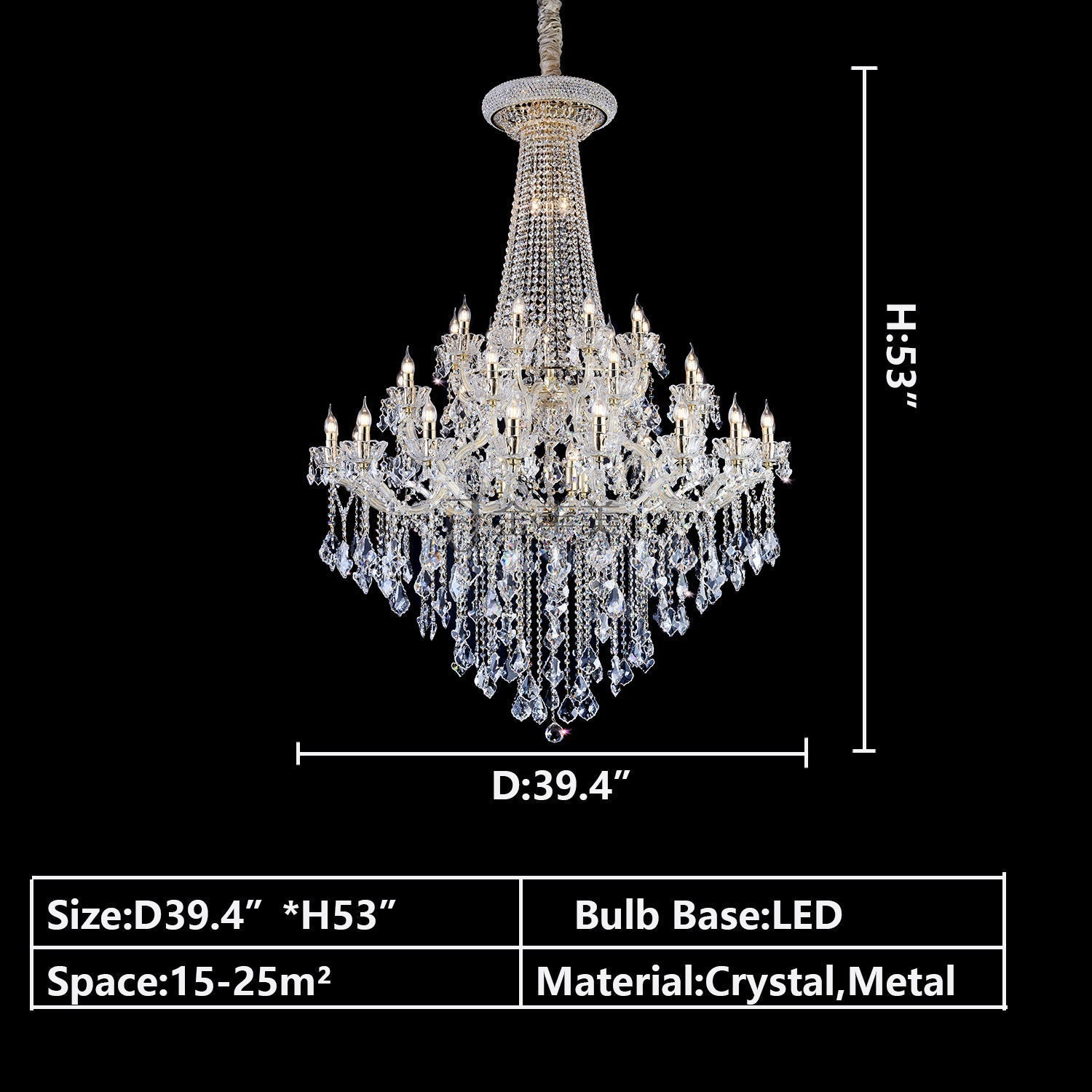 Extra Large French Candle Crystal Chandelier Ceiling Art Branch Foyer/Staircase Light Fixture-Nobipets