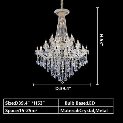 Extra Large French Candle Crystal Chandelier Ceiling Art Branch Foyer/Staircase Light Fixture-Nobipets