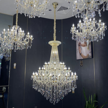 Extra Large French Candle Crystal Chandelier Ceiling Art Branch Foyer/Staircase Light Fixture-Nobipets