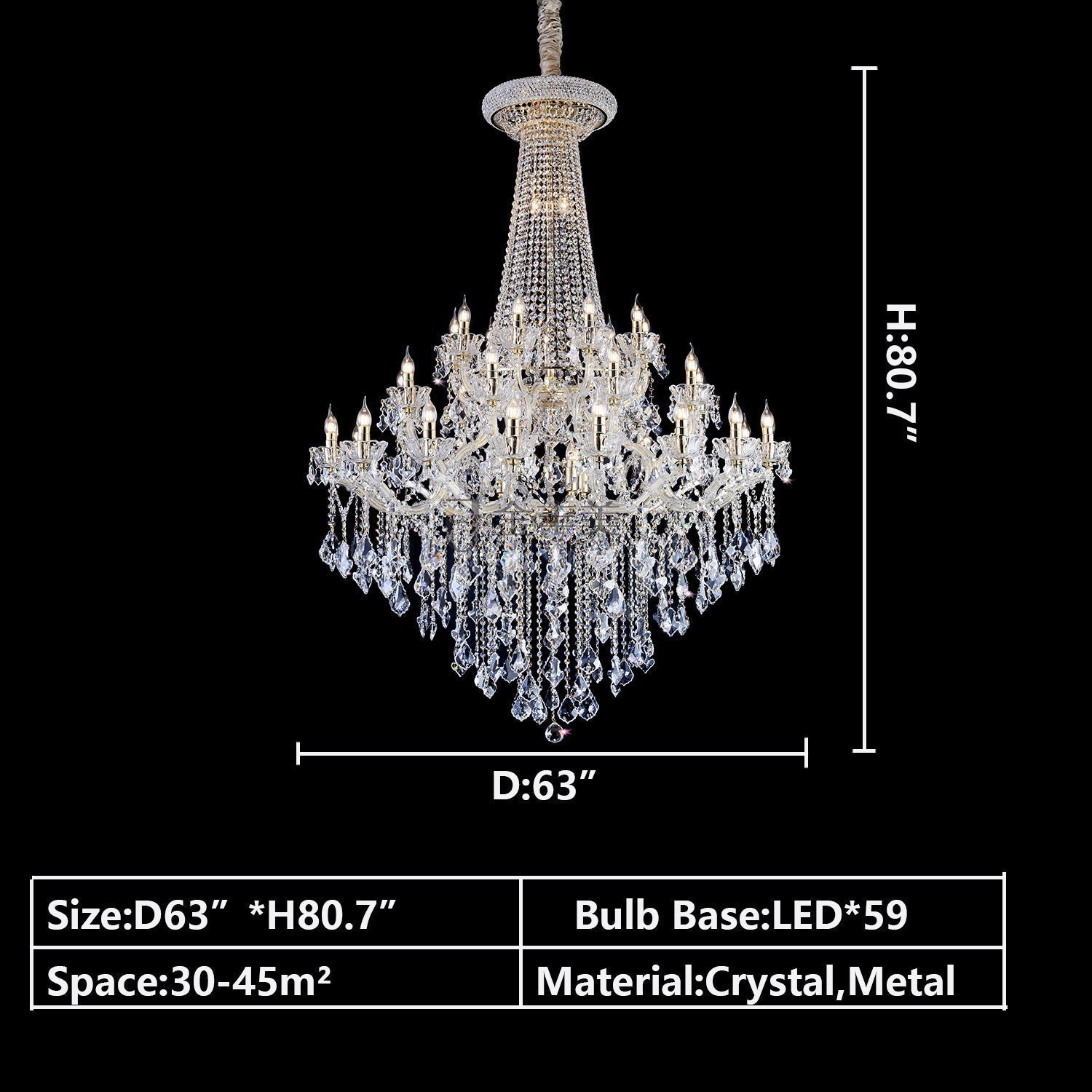 Extra Large French Candle Crystal Chandelier Ceiling Art Branch Foyer/Staircase Light Fixture-Nobipets