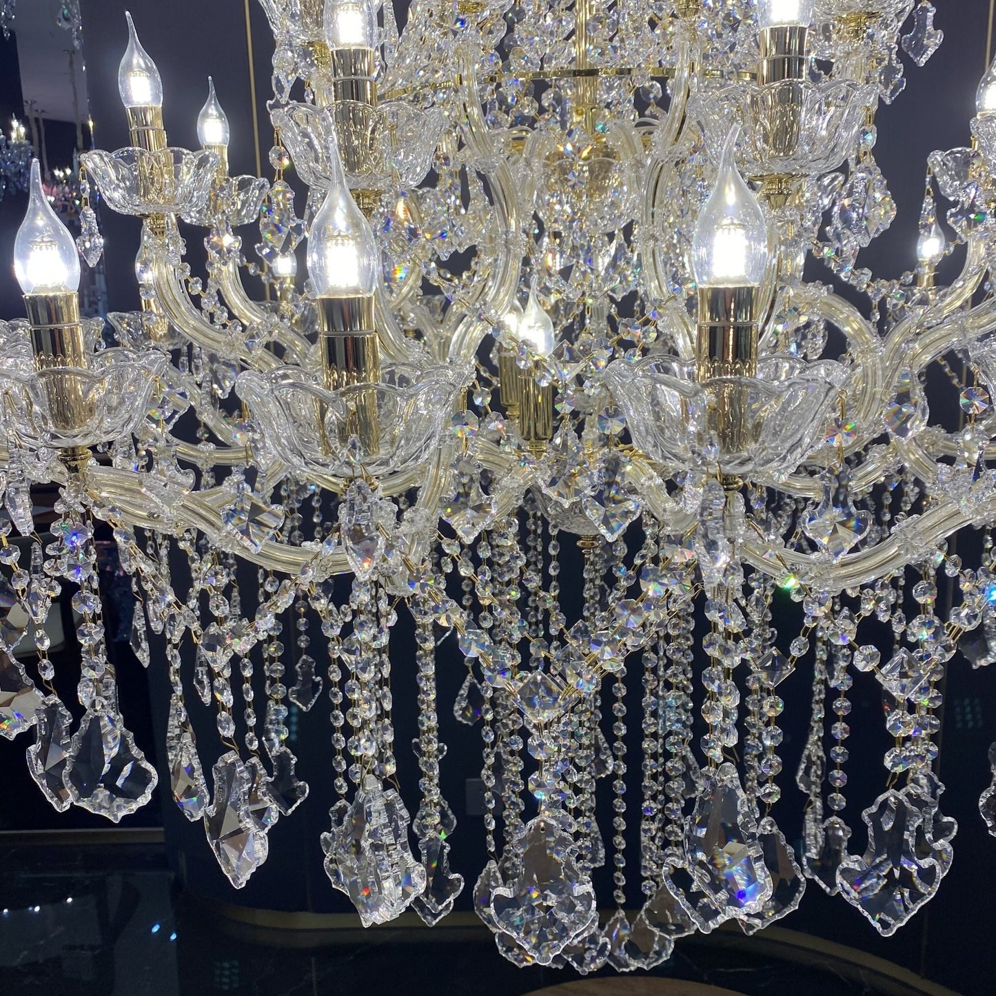 Extra Large French Candle Crystal Chandelier Ceiling Art Branch Foyer/Staircase Light Fixture-Nobipets