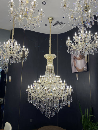 Extra Large French Candle Crystal Chandelier Ceiling Art Branch Foyer/Staircase Light Fixture-Nobipets
