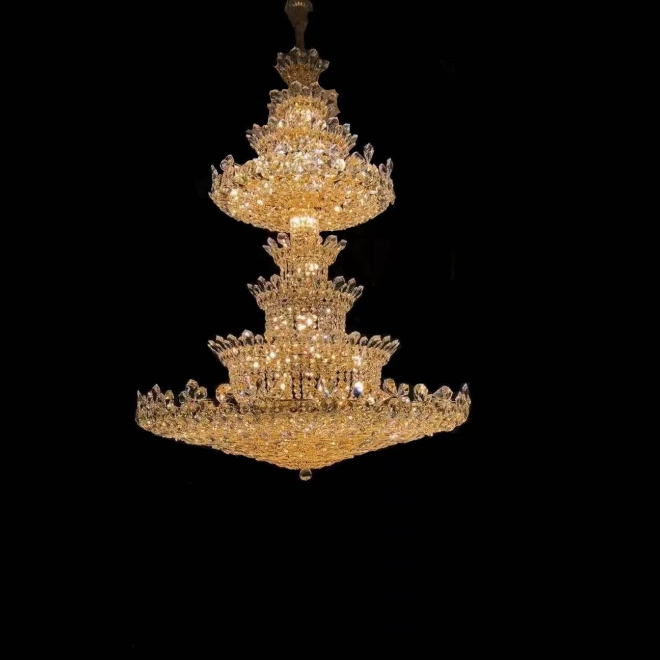 Extra Large Luxury Gold Empire Crystal Chandelier Multi-Layers Fixture For Foyer/ Big Hallway/ Hotel lobby/ Palace Hall-Nobipets
