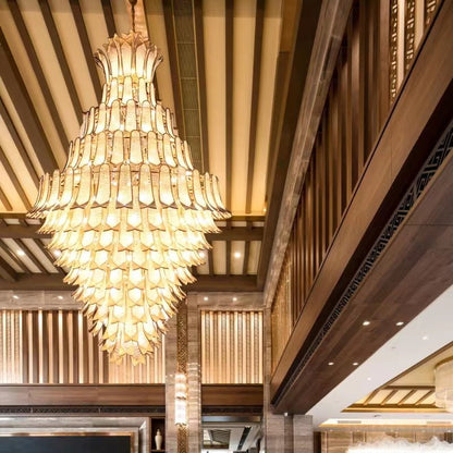 Extra Large Luxury Multi-tier Gold Pendant Glass Chandelier for Stairs/Large High-ceiling Room-Nobipets
