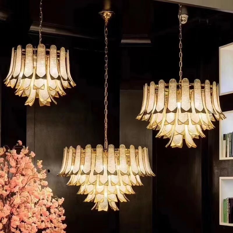 Extra Large Luxury Multi-tier Gold Pendant Glass Chandelier for Stairs/Large High-ceiling Room-Nobipets