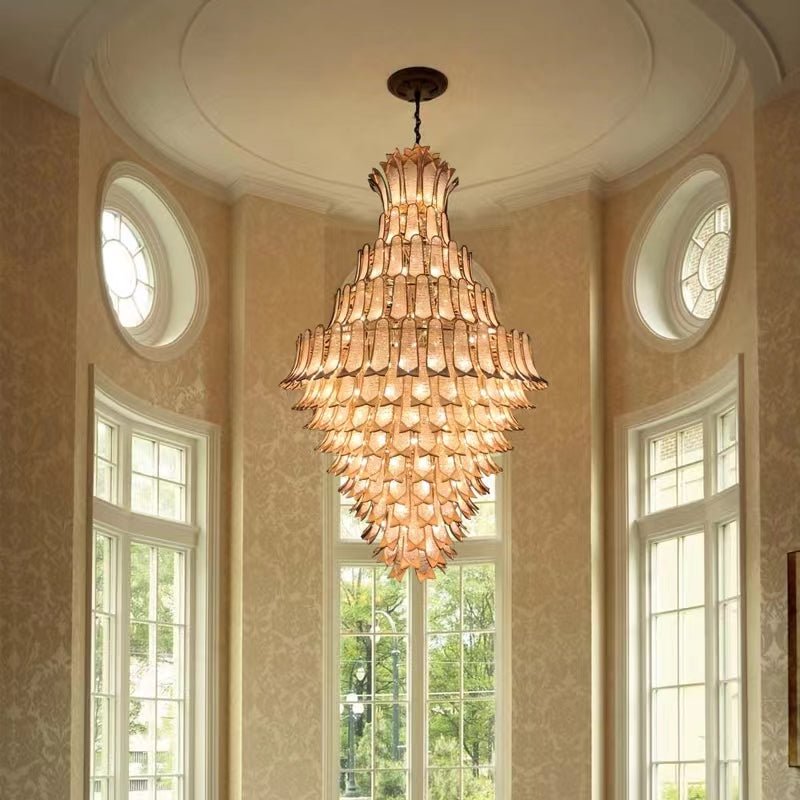 Extra Large Luxury Multi-tier Gold Pendant Glass Chandelier for Stairs/Large High-ceiling Room-Nobipets