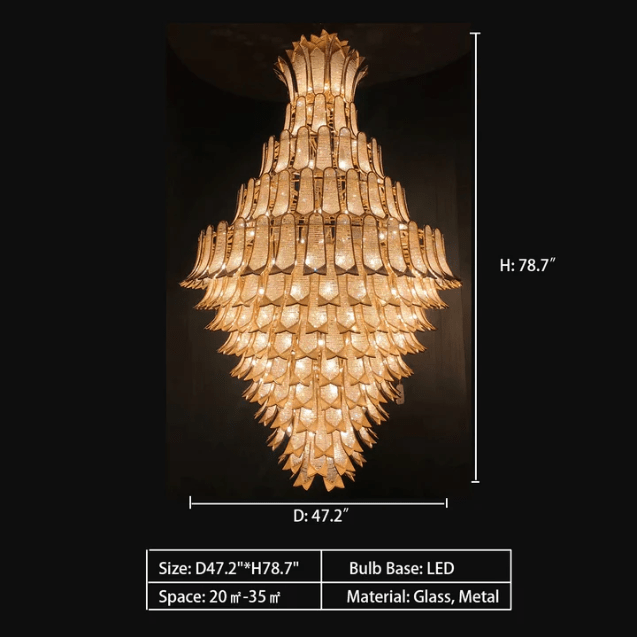 Extra Large Luxury Multi-tier Gold Pendant Glass Chandelier for Stairs/Large High-ceiling Room-Nobipets