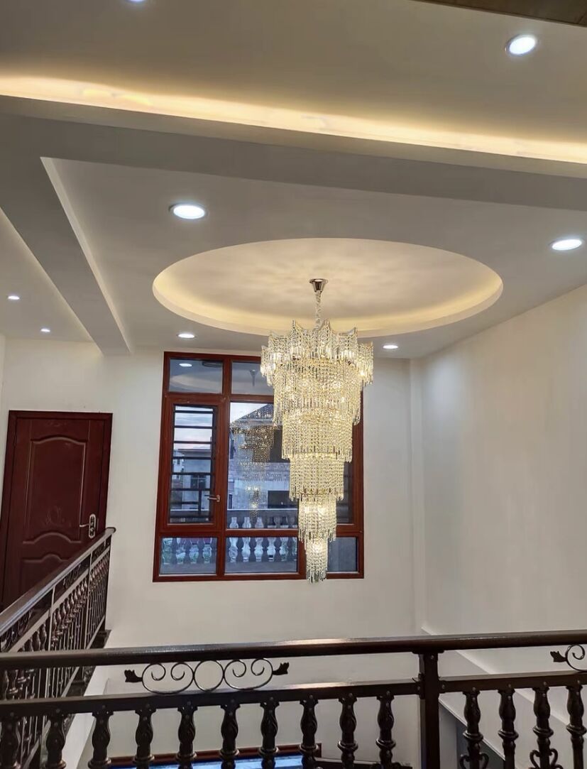 Extra Large Luxury Multi-tiered Crystal Chandelier in Gold Finish for Foyer/Staircase-Nobipets