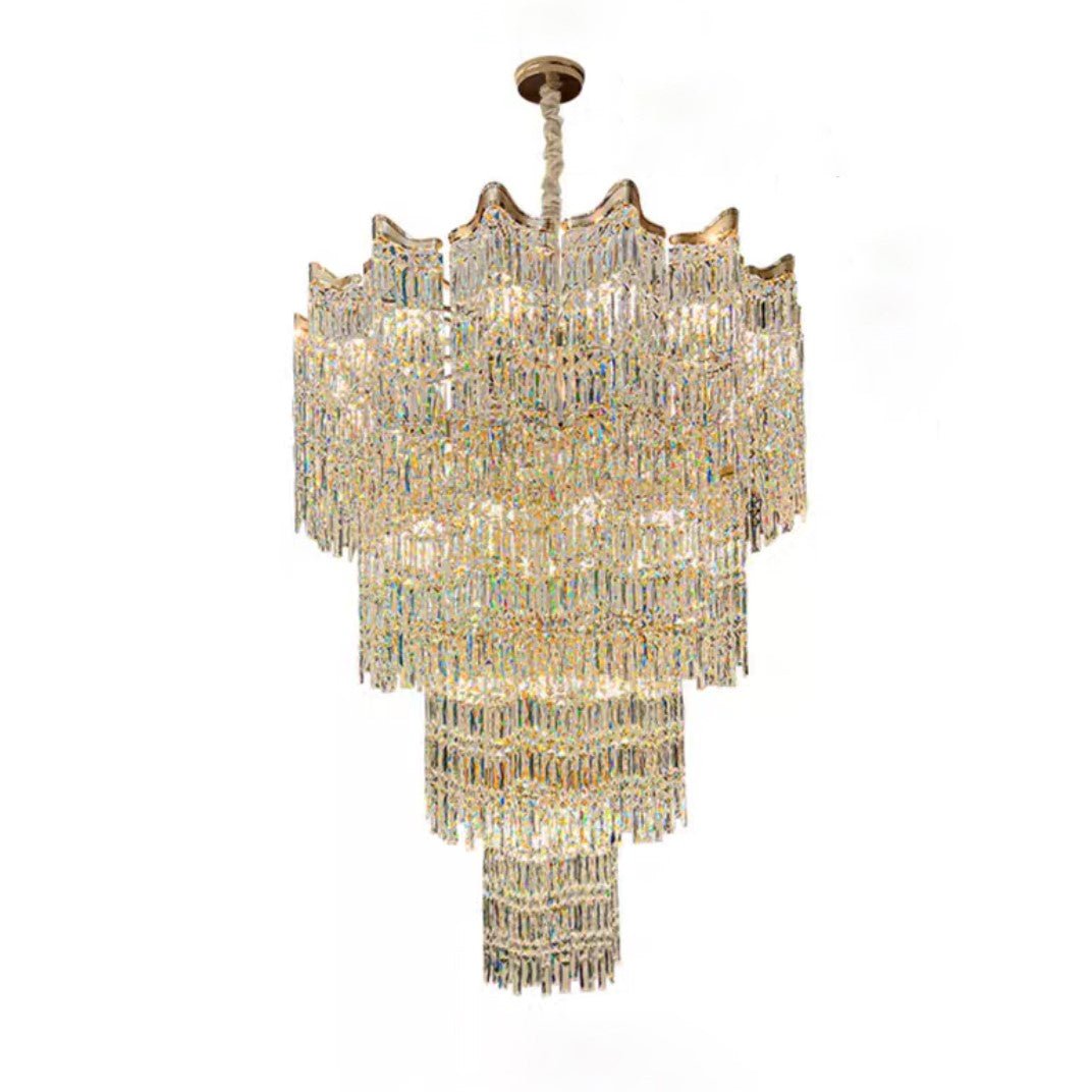Extra Large Luxury Multi-tiered Crystal Chandelier in Gold Finish for Foyer/Staircase-Nobipets