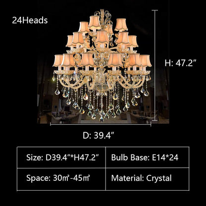 Extra Large Luxury Multi-Tiered Crystal Pendant Chandelier for High-Ceiling Rooms-Nobipets