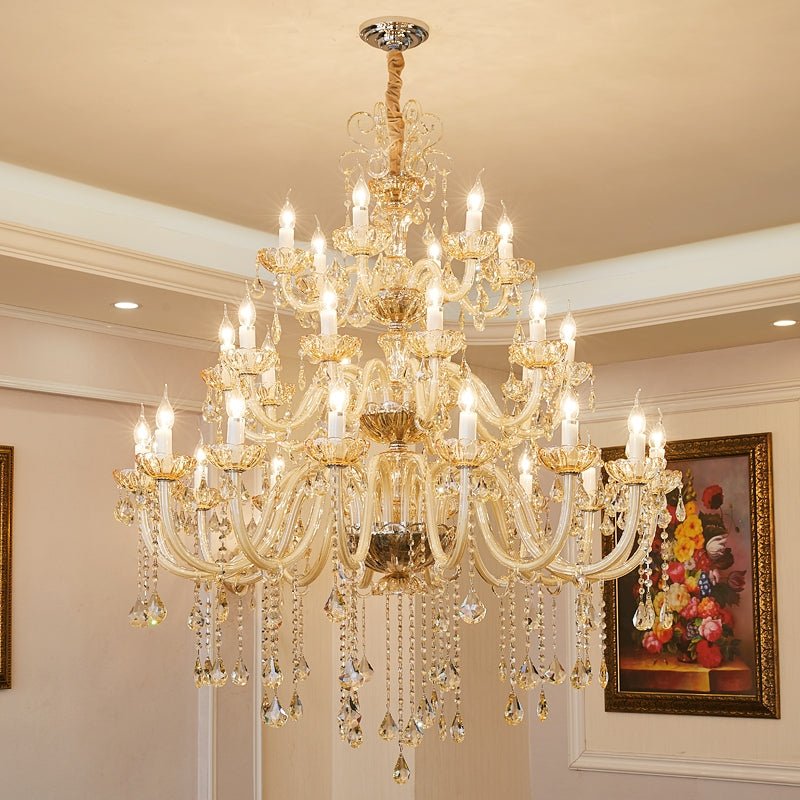 Extra Large Luxury Multi-Tiered Crystal Pendant Chandelier for High-Ceiling Rooms-Nobipets