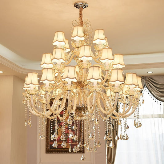 Extra Large Luxury Multi-Tiered Crystal Pendant Chandelier for High-Ceiling Rooms-Nobipets