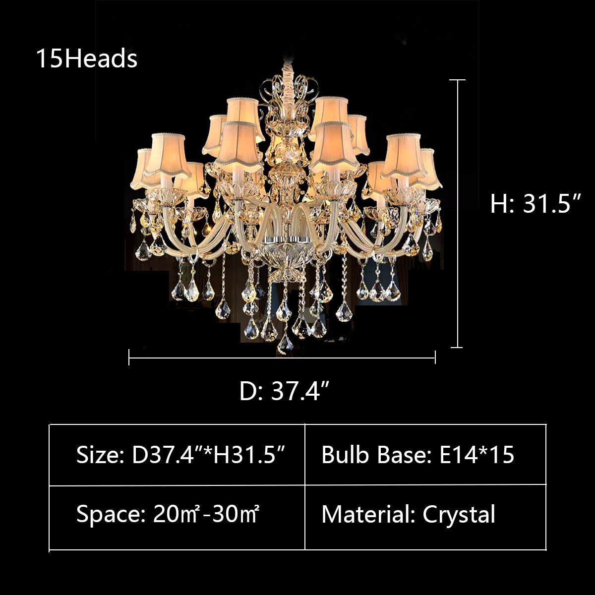 Extra Large Luxury Multi-Tiered Crystal Pendant Chandelier for High-Ceiling Rooms-Nobipets