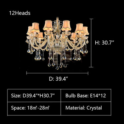 Extra Large Luxury Multi-Tiered Crystal Pendant Chandelier for High-Ceiling Rooms-Nobipets