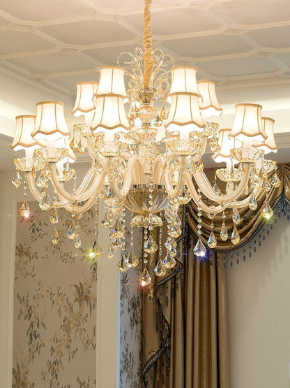 Extra Large Luxury Multi-Tiered Crystal Pendant Chandelier for High-Ceiling Rooms-Nobipets