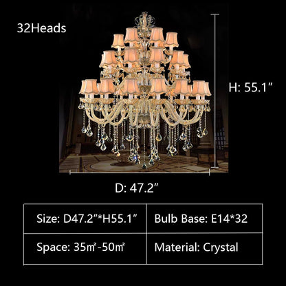 Extra Large Luxury Multi-Tiered Crystal Pendant Chandelier for High-Ceiling Rooms-Nobipets