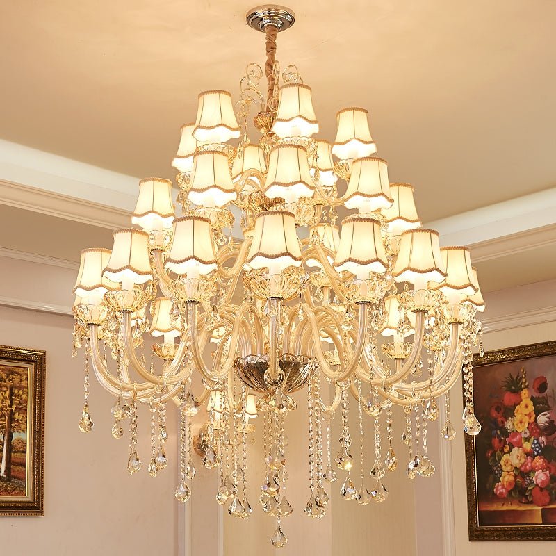 Extra Large Luxury Multi-Tiered Crystal Pendant Chandelier for High-Ceiling Rooms-Nobipets