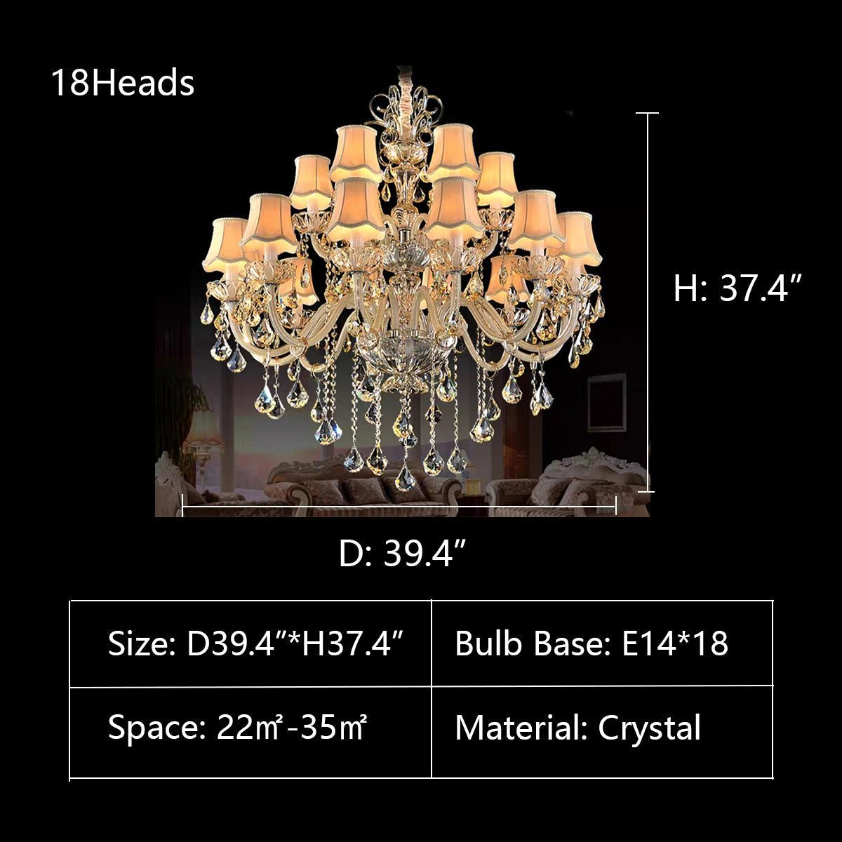 Extra Large Luxury Multi-Tiered Crystal Pendant Chandelier for High-Ceiling Rooms-Nobipets