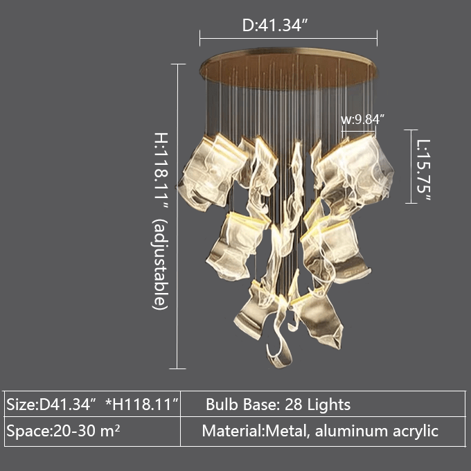 Extra Large Modern Acrylic Chandelier for Staircase/Foyer/Villa/Hall-Nobipets