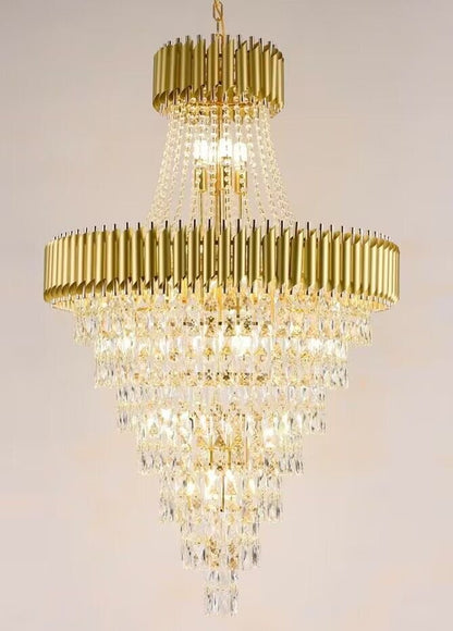 Extra Large Modern Multi-layers Gold/Black Light Luxury Crystal Chandelier For 2-Story Living Room,Foyer-Nobipets