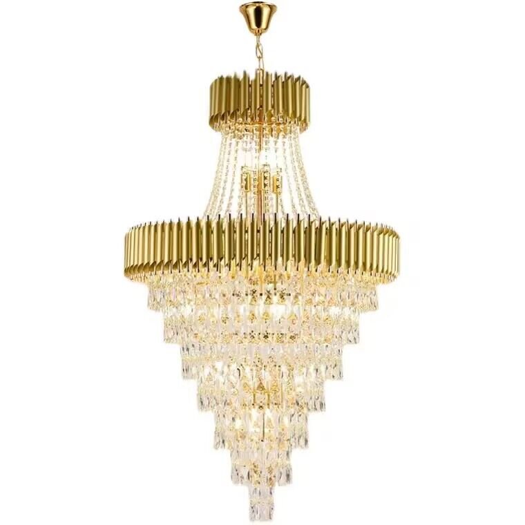 Extra Large Modern Multi-layers Gold/Black Light Luxury Crystal Chandelier For 2-Story Living Room,Foyer-Nobipets