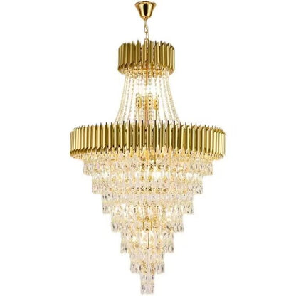 Extra Large Modern Multi-layers Gold/Black Light Luxury Crystal Chandelier For 2-Story Living Room,Foyer-Nobipets